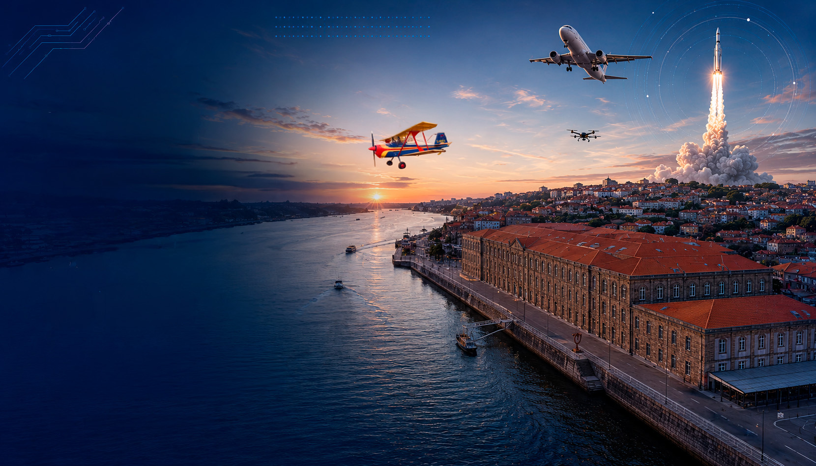 Mockup do espaço Eyes in the Sky — Alfândega do Porto